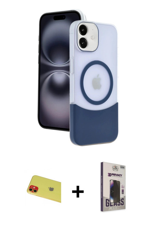 ieg™ iPhone 11 Kılıf Kozmos Form Özel Seri - Siyah Bilvis Hayalet Cam Ekran Koruyucu + Kırmızı Rainb