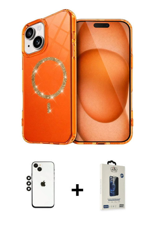 ieg™ iPhone 14 Kılıf Kıvılcım Form Prime - Siyah Bilvis Hayalet Cam Ekran Koruyucu + Siyah Shine Kam