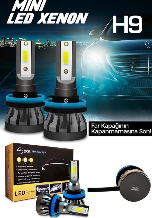 Slim Led Xenon Şimşek Etkili Mini Beyaz H9 Kapak Kapanma Garantili