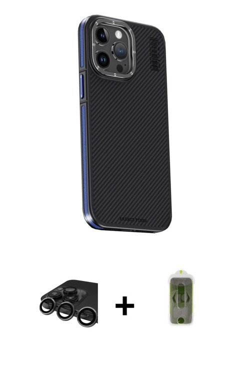 ieg™ iPhone 15 Pro Max Kılıf Kıvılcım Modern Özel Seri - Siyah Joko Magic 5D Hayalet Cam + Titanyum