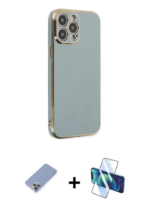 ieg™ iPhone 13 Pro Kılıf Yankı Serisi - Siyah 3D Antistatik Seramik Nano Ekran Koruyucu + Koyu Yeşil