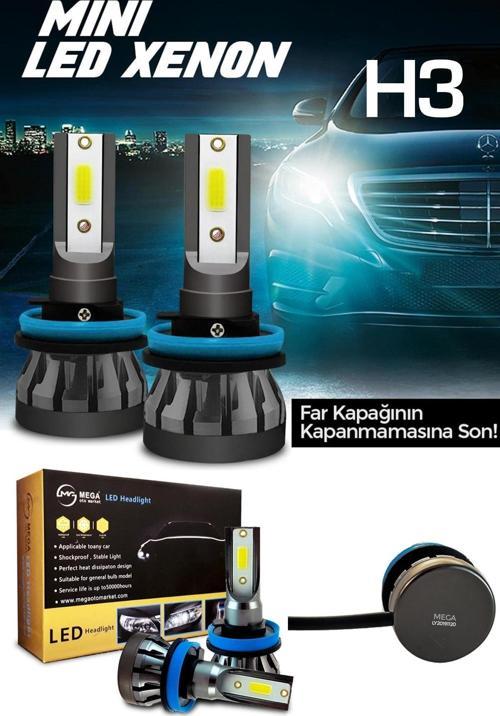 Slim Led Xenon Şimşek Etkili Mini Beyaz H3 Kapak Kapanma Garantili