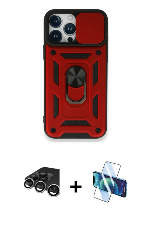 ieg™ iPhone 15 Pro Kılıf Ahenk Klasik - Siyah 3D Antistatik Seramik Nano Ekran Koruyucu + Gümüş Raze