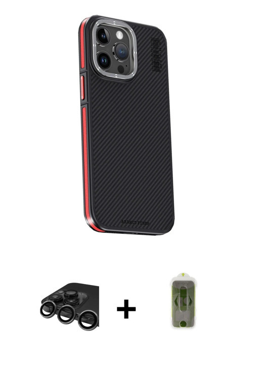 ieg™ iPhone 15 Pro Max Kılıf Kıvılcım Modern Özel Seri - Siyah Joko Magic 5D Hayalet Cam + Titanyum