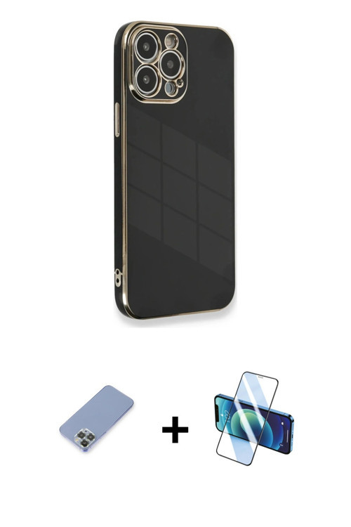 ieg™ iPhone 13 Pro Kılıf Yankı Serisi - Siyah 3D Antistatik Seramik Nano Ekran Koruyucu + Koyu Yeşil
