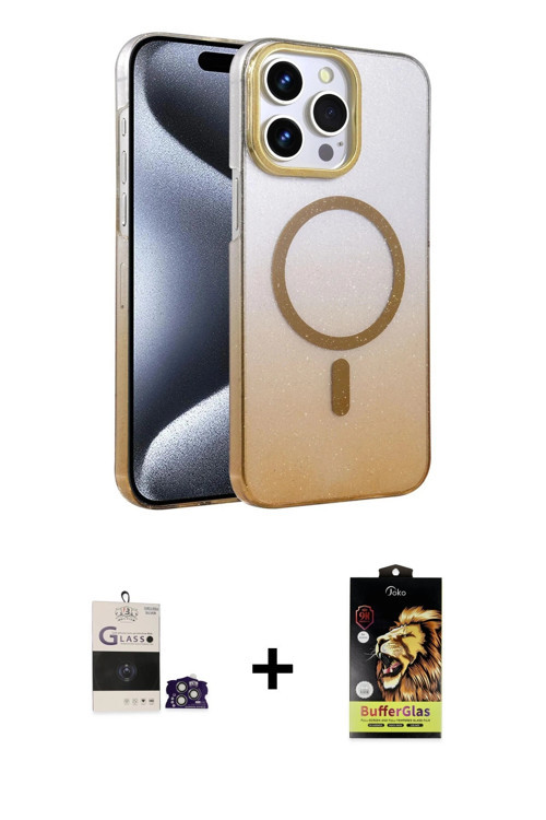 ieg™ iPhone 14 Pro Max Kılıf Ahenk Doku Özel Seri - Siyah Buffer Cam Ekran Koruyucu + Gümüş Bilvis T