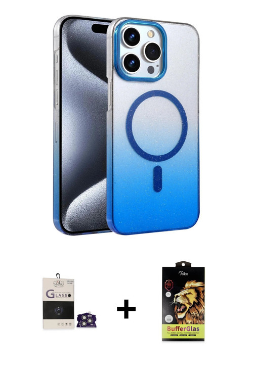 ieg™ iPhone 14 Pro Max Kılıf Ahenk Doku Özel Seri - Siyah Buffer Cam Ekran Koruyucu + Gümüş Bilvis T