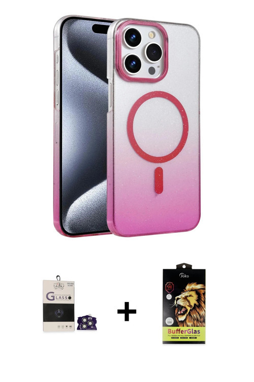 ieg™ iPhone 14 Pro Max Kılıf Ahenk Doku Özel Seri - Siyah Buffer Cam Ekran Koruyucu + Gümüş Bilvis T