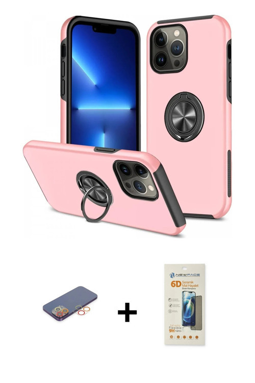 ieg™ iPhone 13 Pro Max Kılıf Odak Form Prime - Siyah 6D Mat Seramik Hayalet Nano Ekran Koruyucu + Tu