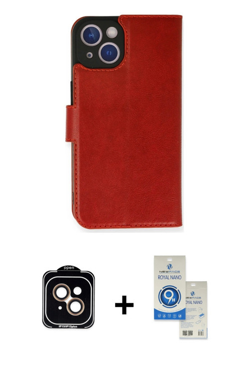ieg™ iPhone 14 Kılıf Siluet Işık Serisi - Şeffaf Royal Nano Ekran Koruyucu + Turuncu PVD Metal Kamer
