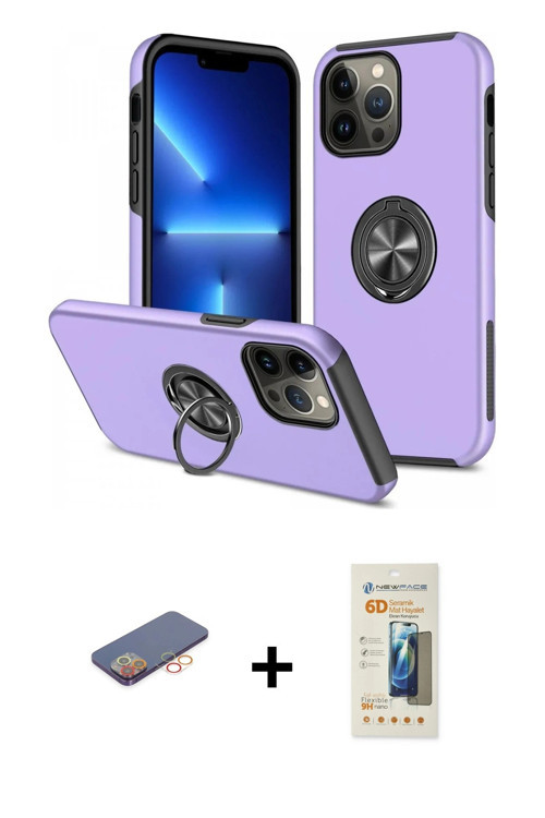 ieg™ iPhone 13 Pro Max Kılıf Odak Form Prime - Siyah 6D Mat Seramik Hayalet Nano Ekran Koruyucu + Tu