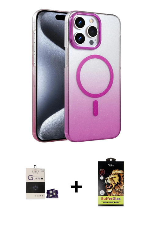 ieg™ iPhone 14 Pro Max Kılıf Ahenk Doku Özel Seri - Siyah Buffer Cam Ekran Koruyucu + Gümüş Bilvis T