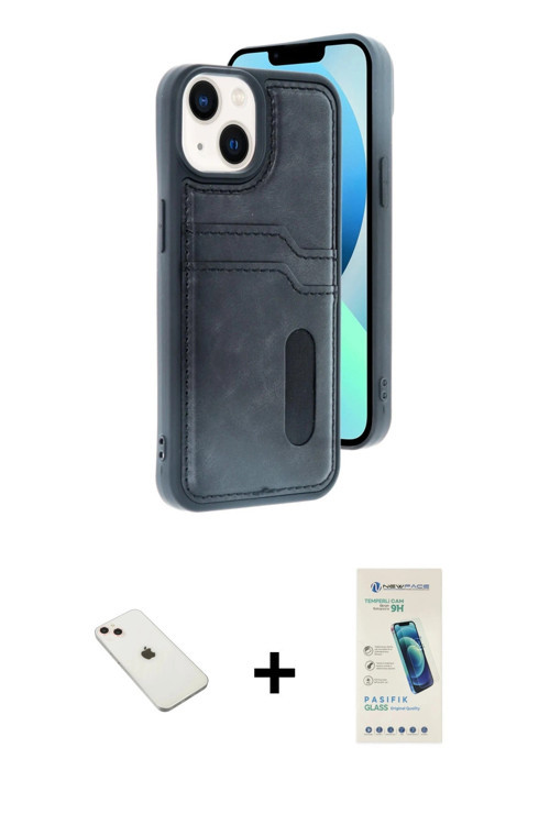 ieg™ iPhone 14 Kılıf Yörünge Işık Serisi - Şeffaf Pasifik Cam Ekran Koruyucu + Pembe Diamond Kamera