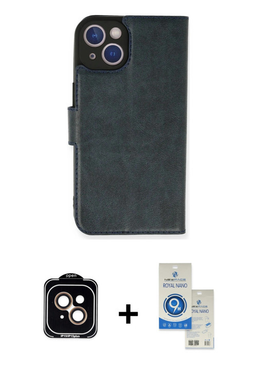 ieg™ iPhone 14 Kılıf Siluet Işık Serisi - Şeffaf Royal Nano Ekran Koruyucu + Turuncu PVD Metal Kamer