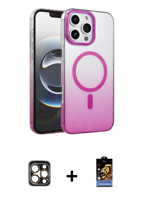 ieg™ iPhone 16 Pro Max Kılıf Ahenk Doku Özel Seri - Siyah Buffer Hayalet Cam Ekran Koruyucu + Gold P