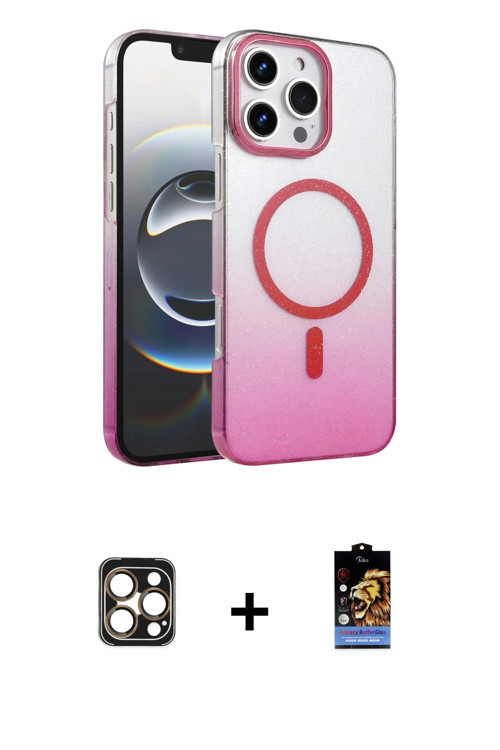 ieg™ iPhone 16 Pro Max Kılıf Ahenk Doku Özel Seri - Siyah Buffer Hayalet Cam Ekran Koruyucu + Gold P