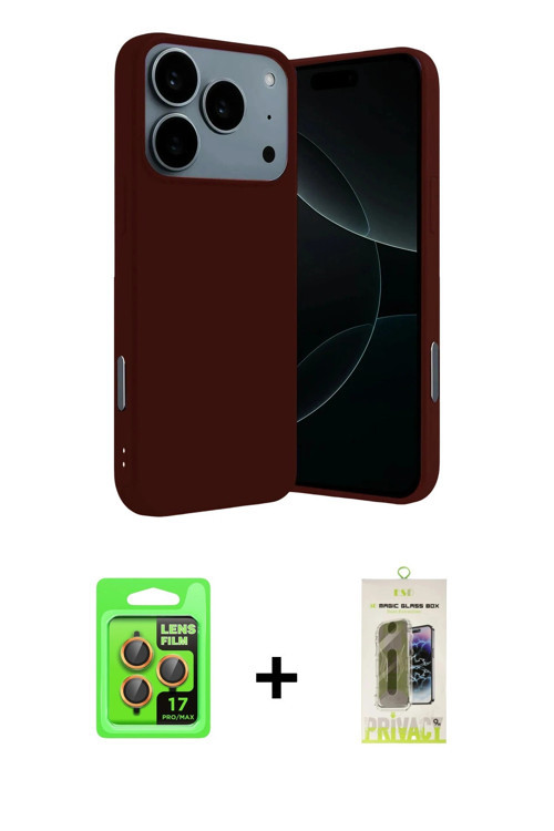 ieg™ iPhone 17 Pro Kılıf Ahenk Serisi - Siyah Joko Magic 5D Hayalet Cam + Turuncu Raze Metal Kamera