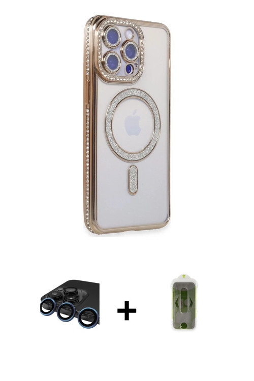 ieg™ iPhone 15 Pro Kılıf Zirve Doku Prime - Siyah Joko Magic 5D Hayalet Cam + Lacivert Raze Metal Ka
