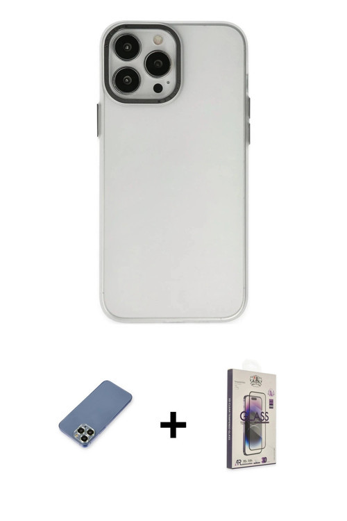 ieg™ iPhone 13 Pro Max Kılıf Ahenk Çizgi Prime - Siyah Bilvis 3D Cam Ekran Koruyucu + Açık Yeşil Met