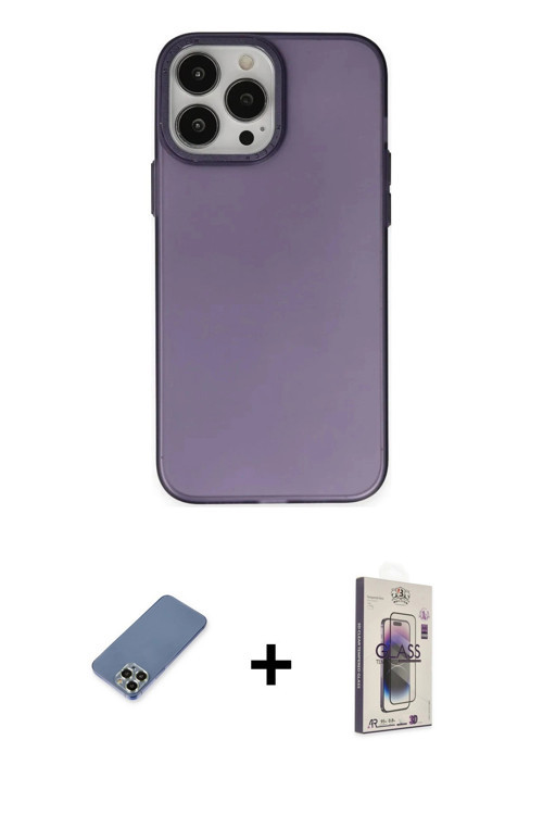 ieg™ iPhone 13 Pro Max Kılıf Ahenk Çizgi Prime - Siyah Bilvis 3D Cam Ekran Koruyucu + Açık Yeşil Met