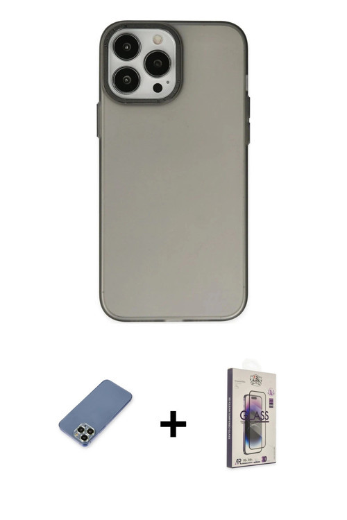ieg™ iPhone 13 Pro Max Kılıf Ahenk Çizgi Prime - Siyah Bilvis 3D Cam Ekran Koruyucu + Açık Yeşil Met