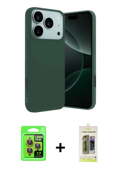 ieg™ iPhone 17 Pro Kılıf Ahenk Serisi - Siyah Joko Magic 5D Hayalet Cam + Turuncu Raze Metal Kamera