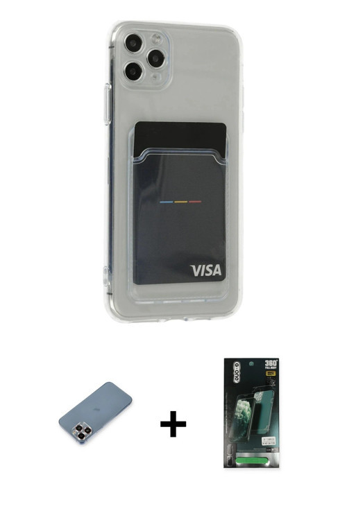 ieg™ iPhone 11 Pro Max Kılıf Doruk Klasik Koleksiyonu - Siyah 360 Mat Full Body Arka Koruyucu + Mor