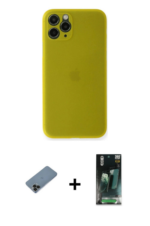 ieg™ iPhone 11 Pro Kılıf Yadigar Yansıma Serisi - Şeffaf 360 Full Body Arka Koruyucu + Siyah Shine K