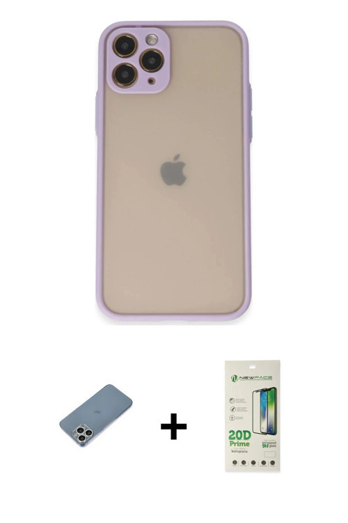 ieg™ iPhone 11 Pro Kılıf Ahenk Çizgi Serisi - Siyah 20D Premium Cam Ekran Koruyucu + Gümüş Shine Kam