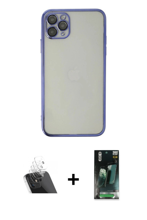 ieg™ iPhone 11 Pro Max Kılıf Vadi Minimal - Şeffaf 360 Full Body Arka Koruyucu + Şeffaf Kamera Lens