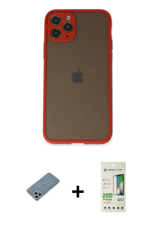 ieg™ iPhone 11 Pro Kılıf Ahenk Çizgi Serisi - Siyah 20D Premium Cam Ekran Koruyucu + Gümüş Shine Kam