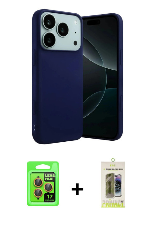ieg™ iPhone 17 Pro Kılıf Ahenk Serisi - Siyah Joko Magic 5D Hayalet Cam + Turuncu Raze Metal Kamera
