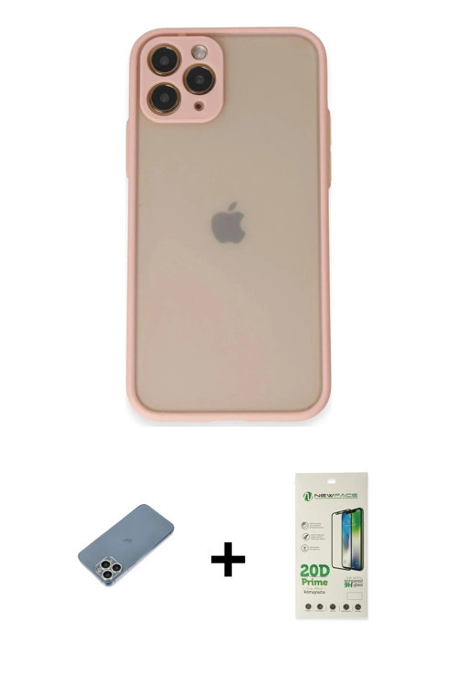 ieg™ iPhone 11 Pro Kılıf Ahenk Çizgi Serisi - Siyah 20D Premium Cam Ekran Koruyucu + Gümüş Shine Kam