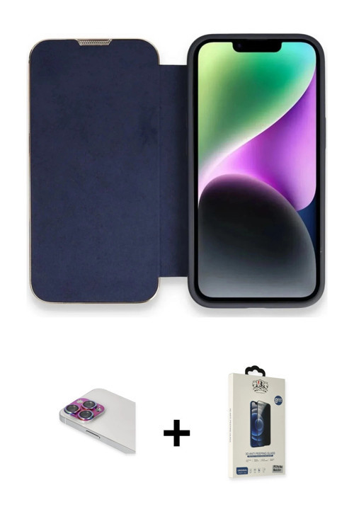 ieg™ iPhone 13 Pro Max Kılıf Siluet Minimal Serisi - Siyah Bilvis Hayalet Cam Ekran Koruyucu + Gökku