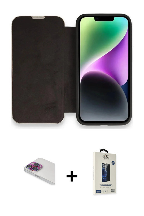 ieg™ iPhone 13 Pro Max Kılıf Siluet Minimal Serisi - Siyah Bilvis Hayalet Cam Ekran Koruyucu + Gökku