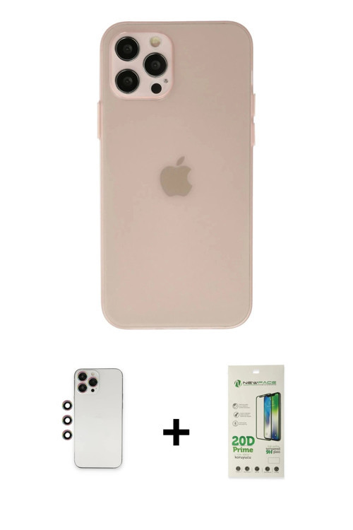 ieg™ iPhone 12 Pro Max Kılıf Atlas Minimal Prime - Siyah 20D Premium Cam Ekran Koruyucu + Gökkuşağı
