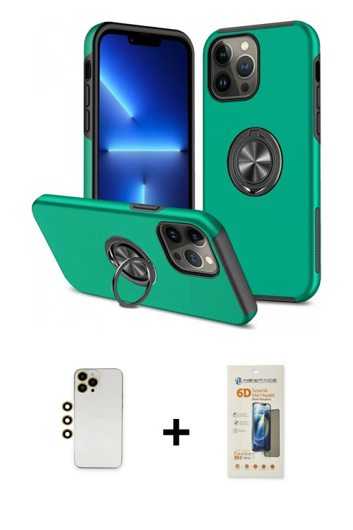 ieg™ iPhone 13 Pro Max Kılıf Odak Form Prime - Siyah 6D Mat Seramik Hayalet Nano Ekran Koruyucu + Go