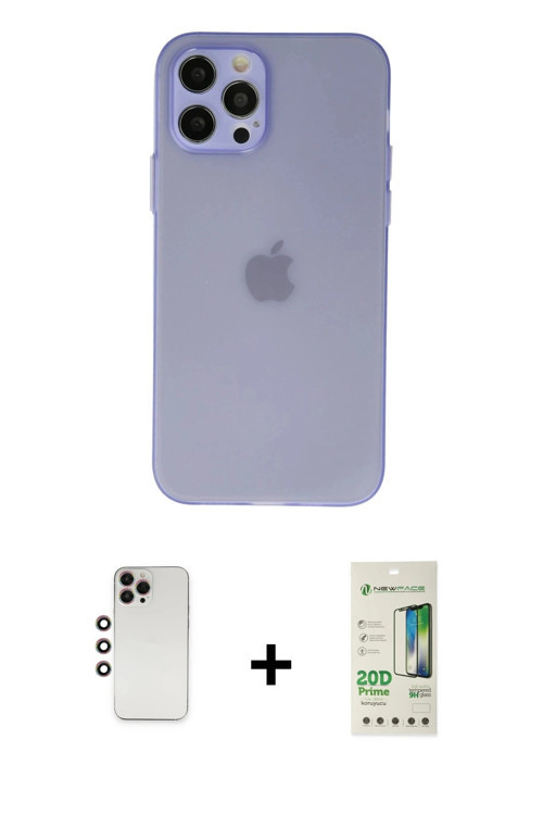 ieg™ iPhone 12 Pro Max Kılıf Atlas Minimal Prime - Siyah 20D Premium Cam Ekran Koruyucu + Gökkuşağı