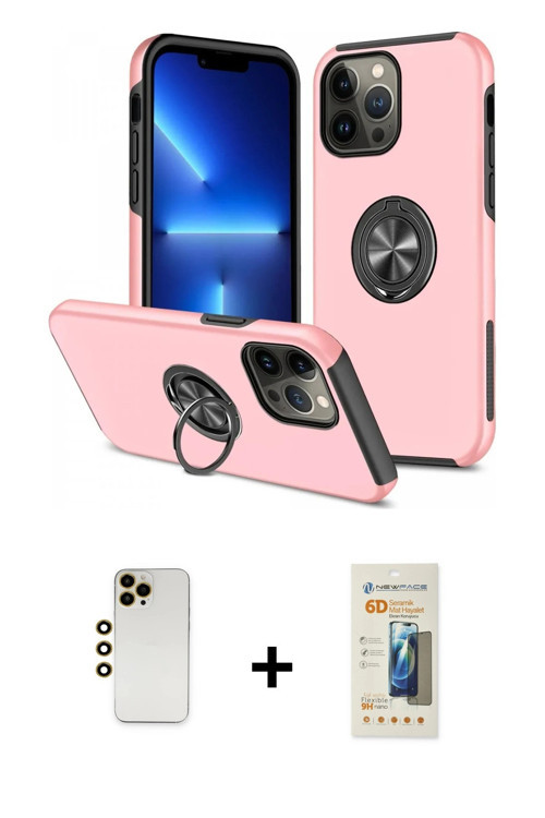 ieg™ iPhone 13 Pro Max Kılıf Odak Form Prime - Siyah 6D Mat Seramik Hayalet Nano Ekran Koruyucu + Go
