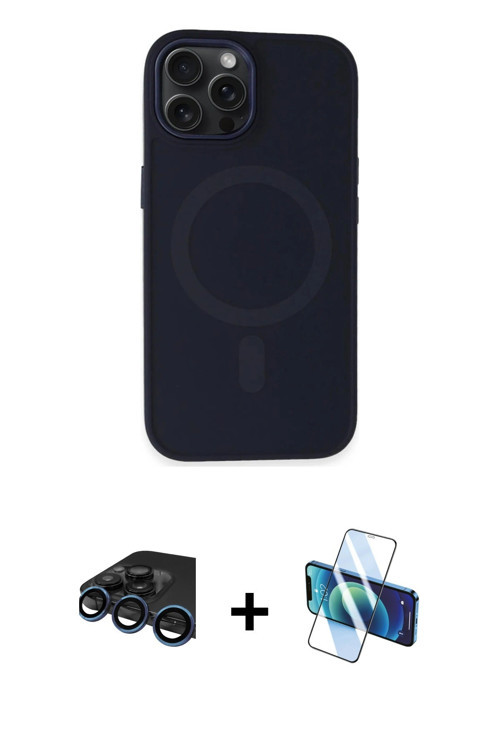 ieg™ iPhone 15 Pro Max Kılıf Kutup Serisi - Siyah 3D Antistatik Seramik Nano Ekran Koruyucu + Lacive