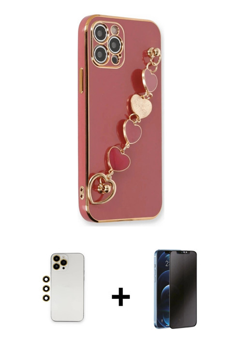 ieg™ iPhone 12 Pro Max Kılıf Nova Işık Prime - Siyah 3D Antistatik Hayalet Cam Ekran Koruyucu + Gold