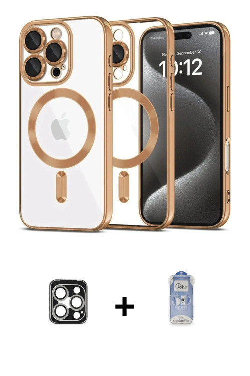 ieg™ iPhone 16 Pro Max Kılıf Nova Işık Özel Seri - Siyah Joko Magic 5D Cam + Gümüş PVD Metal Kamera