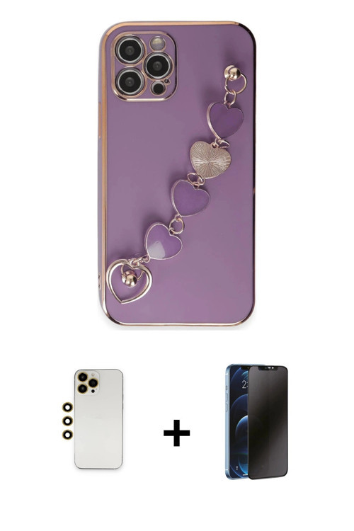 ieg™ iPhone 12 Pro Max Kılıf Nova Işık Prime - Siyah 3D Antistatik Hayalet Cam Ekran Koruyucu + Gold