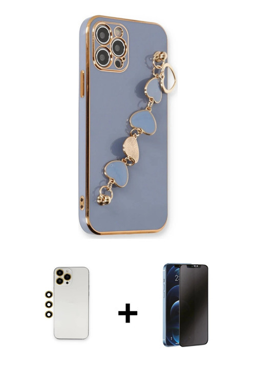 ieg™ iPhone 12 Pro Max Kılıf Nova Işık Prime - Siyah 3D Antistatik Hayalet Cam Ekran Koruyucu + Gold