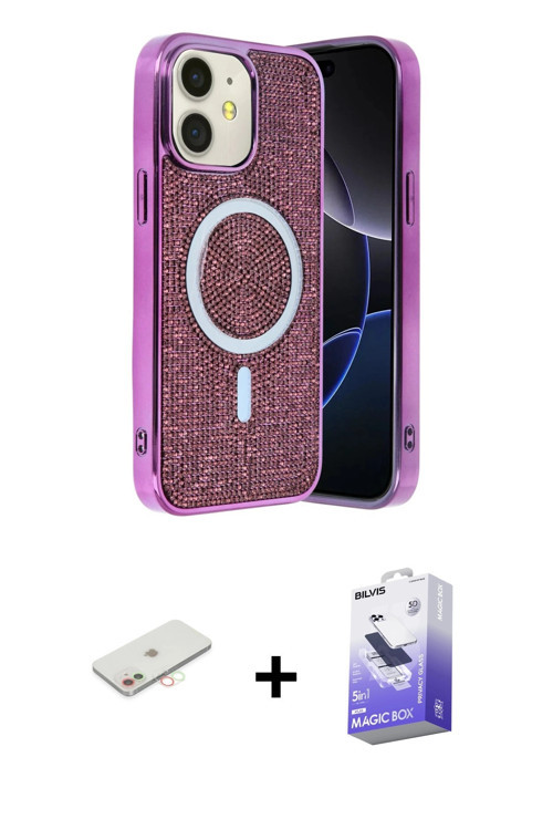 ieg™ iPhone 11 Kılıf Eksen Çizgi - Siyah Bilvis 5in1 5D Magic Hayalet Cam Ekran Koruyucu + Yeşil Ren