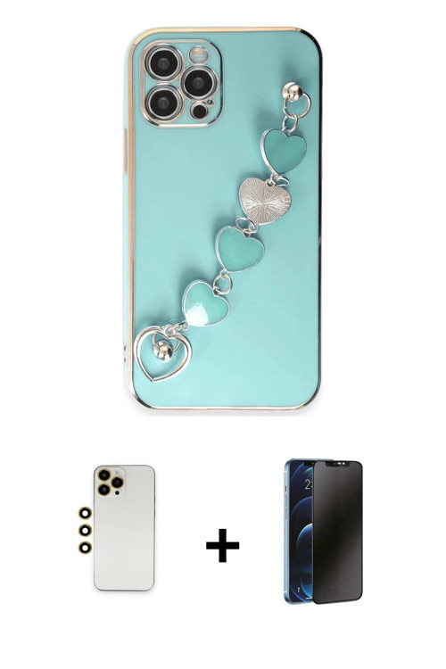 ieg™ iPhone 12 Pro Max Kılıf Nova Işık Prime - Siyah 3D Antistatik Hayalet Cam Ekran Koruyucu + Gold