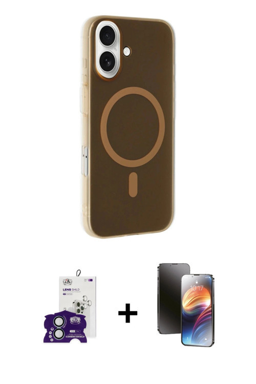 ieg™ iPhone 16 Kılıf Çekirdek Modern Prime - Siyah 3D Antistatik Mat Seramik Nano Ekran Koruyucu + Y