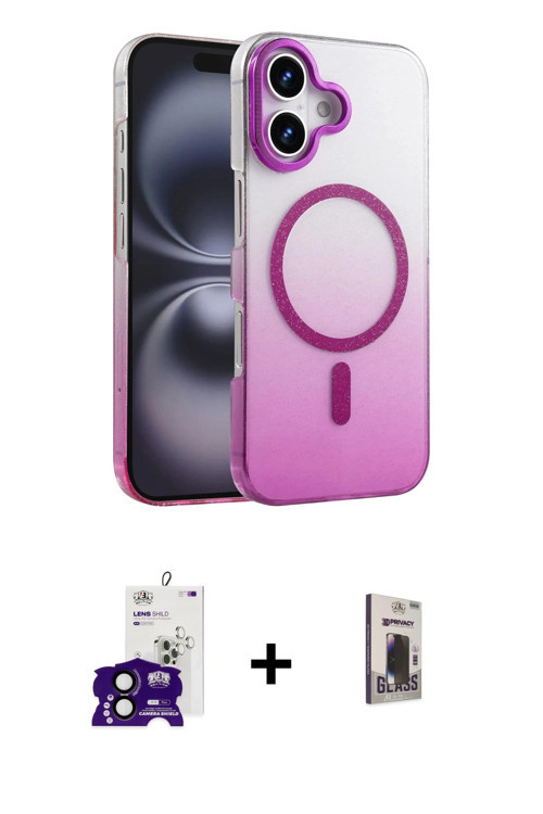 ieg™ iPhone 16 Kılıf Ahenk Doku Özel Seri - Siyah Bilvis Hayalet Cam Ekran Koruyucu + Siyah Bilvis T