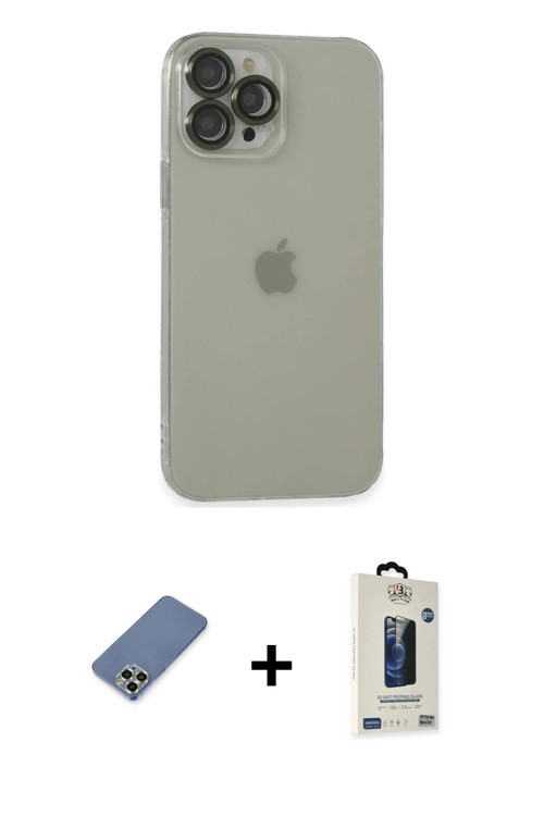 ieg™ iPhone 13 Pro Max Kılıf Ufuk Minimal Özel Seri - Siyah Bilvis Hayalet Cam Ekran Koruyucu + Açık