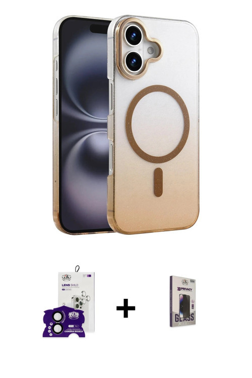 ieg™ iPhone 16 Kılıf Ahenk Doku Özel Seri - Siyah Bilvis Hayalet Cam Ekran Koruyucu + Siyah Bilvis T